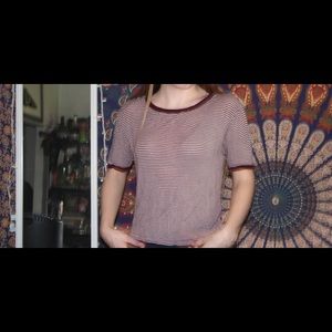 Striped Burgundy White Soft T shirt BrandyMelville